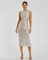 Sequin Front Twist Cut Out Column Dress - FINAL SALE