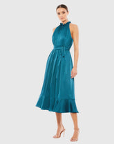 Ruffle Halter Neck Midi Dress