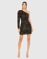 Black One Shoulder Embellished Mini Dress - FINAL SALE