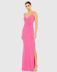 Rhinestone Embellished V-Neck Gown