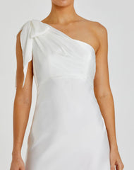 White Satin One Shoulder Midi Dress - FINAL SALE